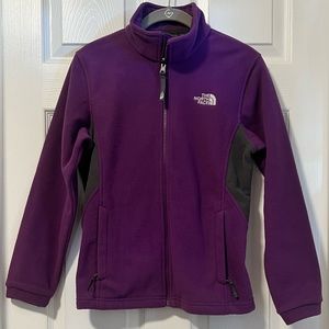 The North Face Fleece Jacket w Embroidered Logo on Front & Back, Purple/Charcoal